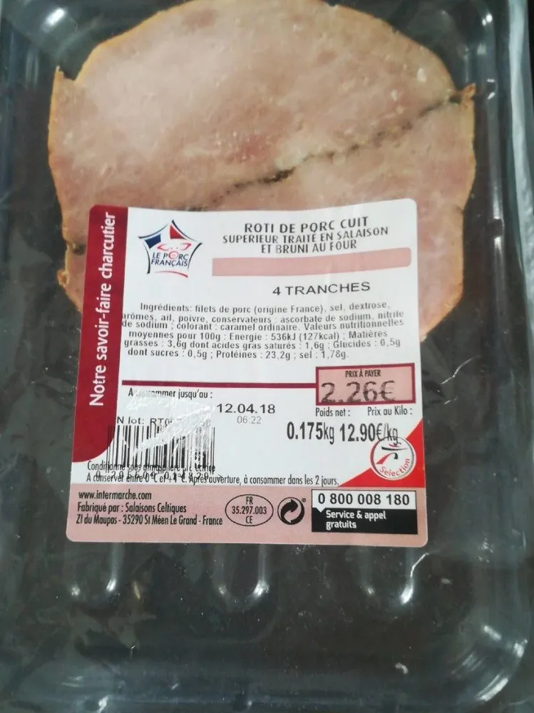 Rôti de porc cuit