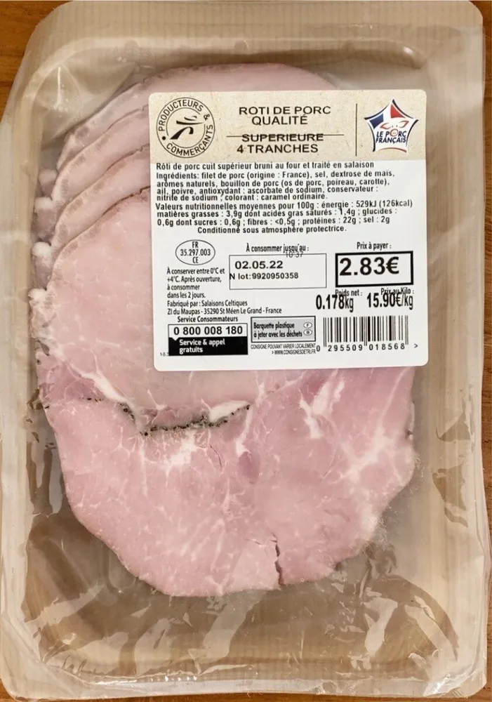 Roti de Porc qualité supérieure 4 tranches