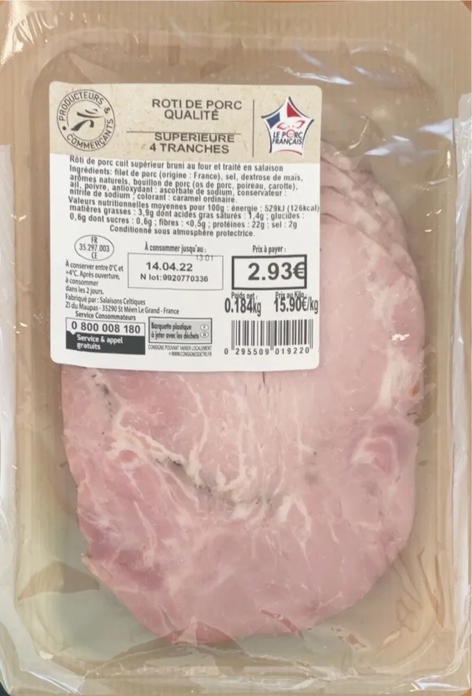 Roti de porc qualité supérieure 4 tranches