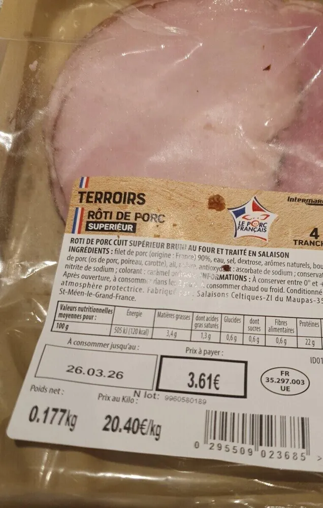 Roti de porc cuit supérieur