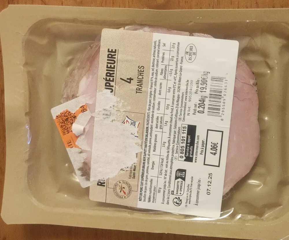 Rôti de porc cuit supérieur