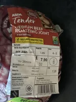 Tender beef roasting joint