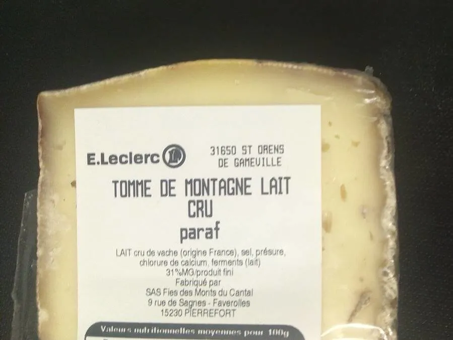TOMME DE MONTAGNE LAIT CRU