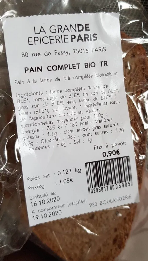 Pain complet bio tranché