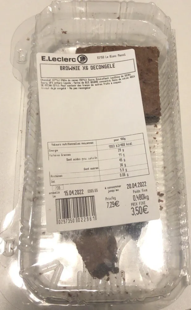 Brownie x6 décongelé