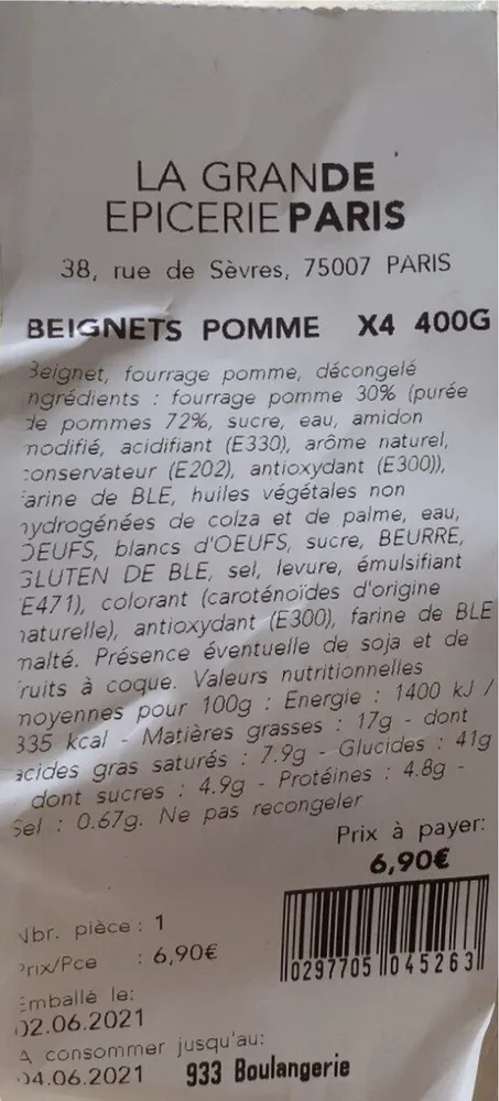 Beignet pomme x4 400g