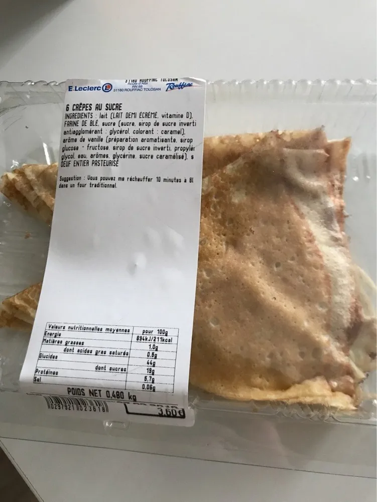 6 creprs au sucre Leclerc