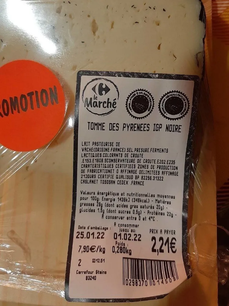 Tomme des Pyrénées IGP NOIRE
