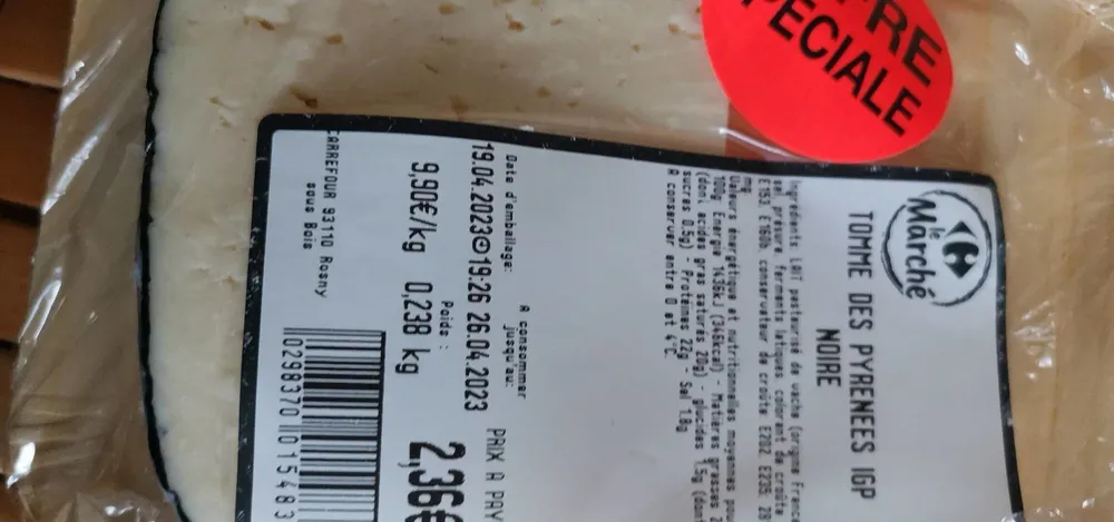 Tome des Pyrénées IGP noire carrefour