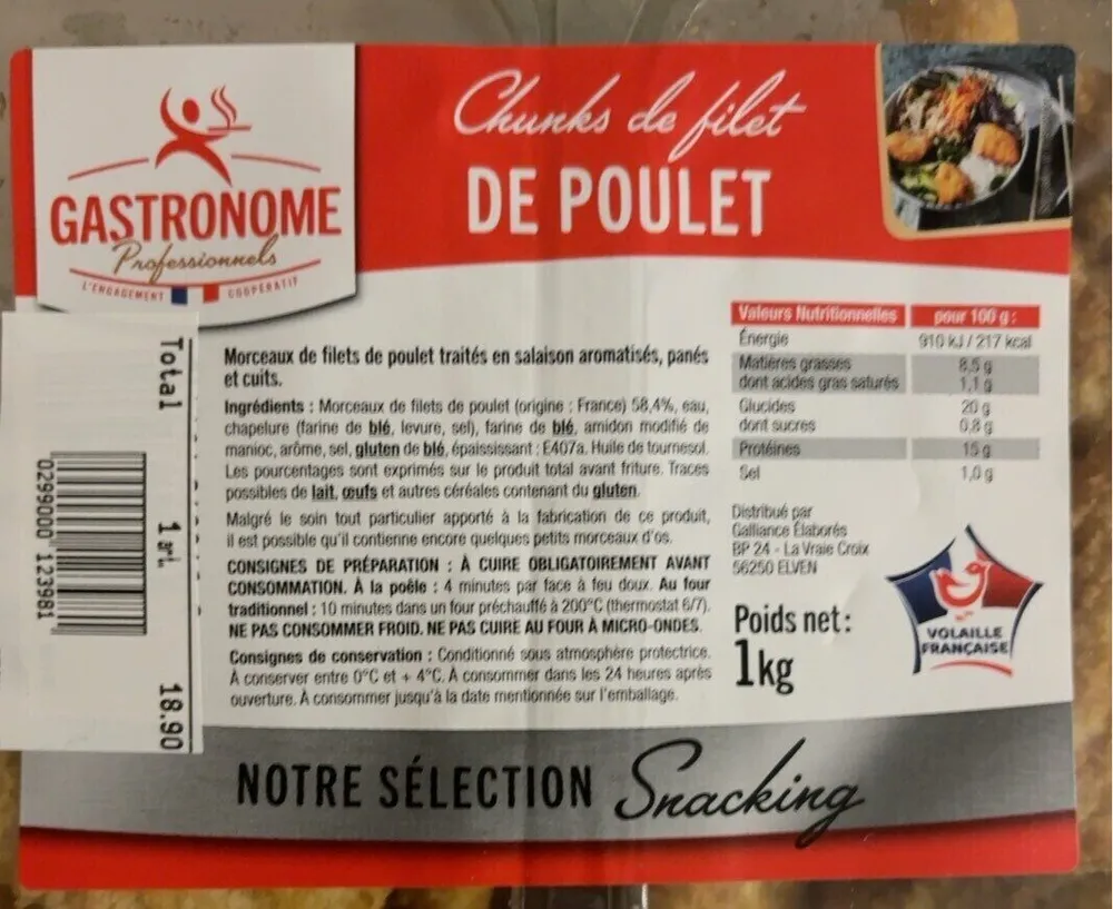 Chunks de filet de poulet