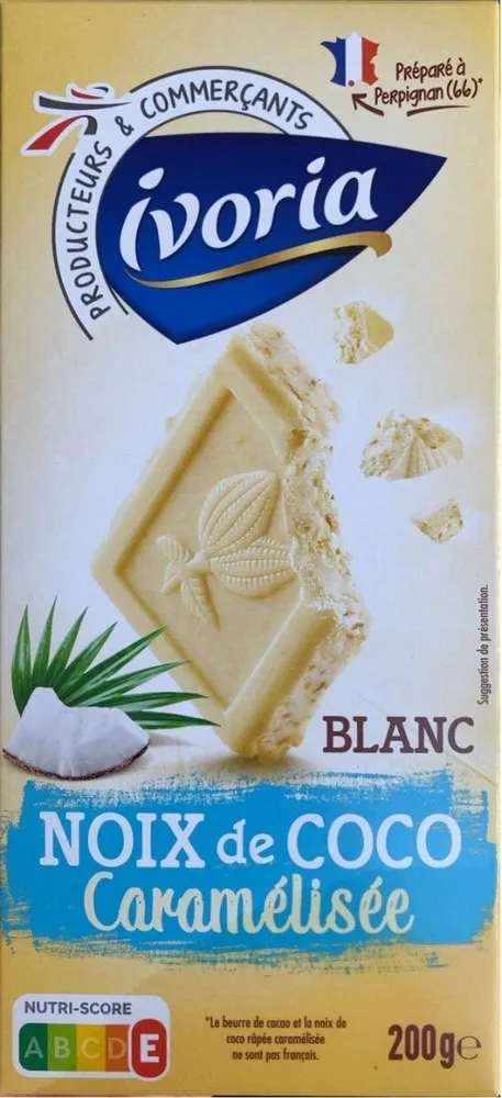 Chocolat Blanc et noix de coco caramélisée