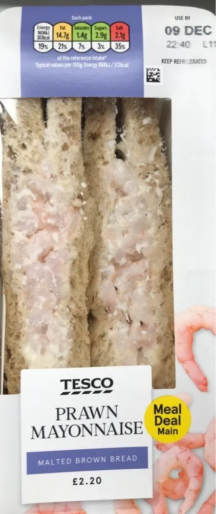 Prawn Mayo on Malted Bread