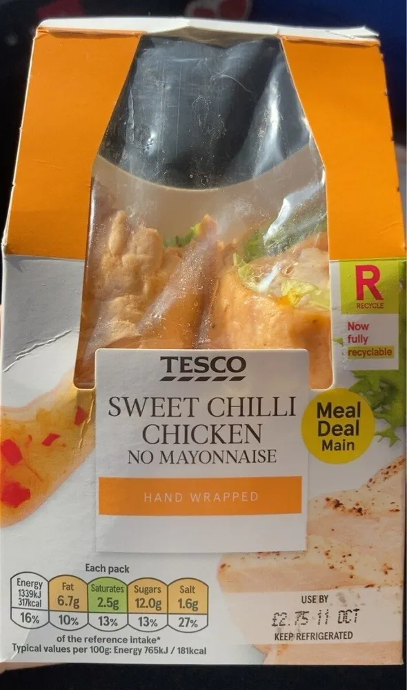 Sweet Chilli Chicken No Mayo Tomato Tortilla Wrap