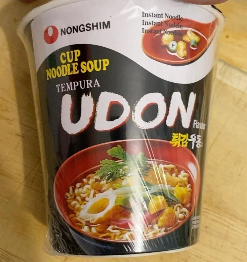 Cup noodle soup tempura udon