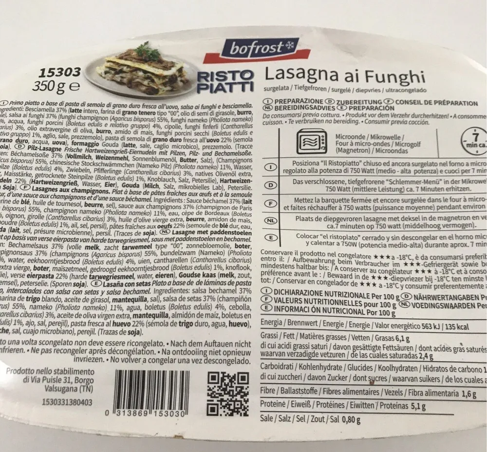 Lasagna ai Funghi
