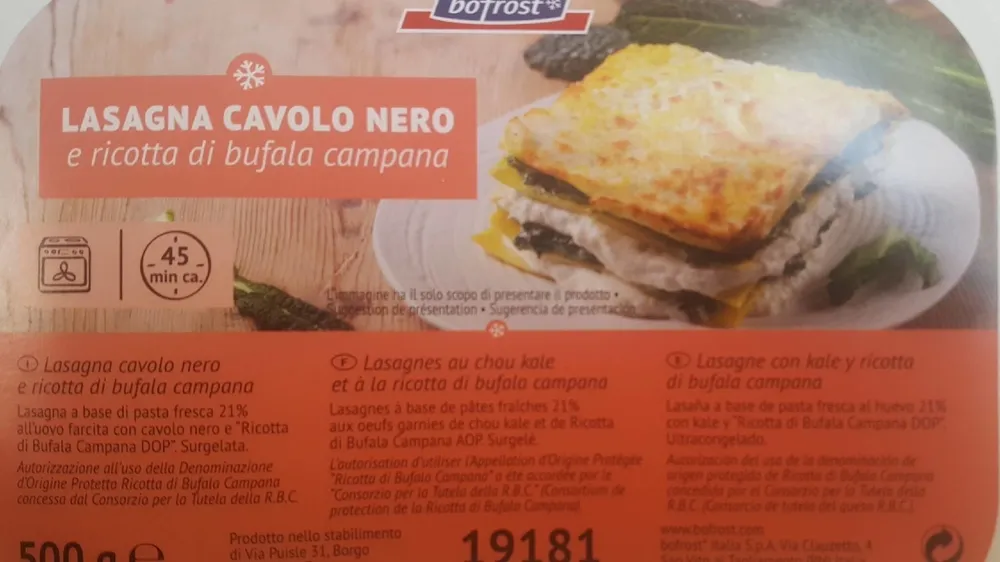 Lasagna cavolo nero e ricotta di bufala