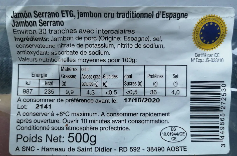 Jambon Serrano ETG