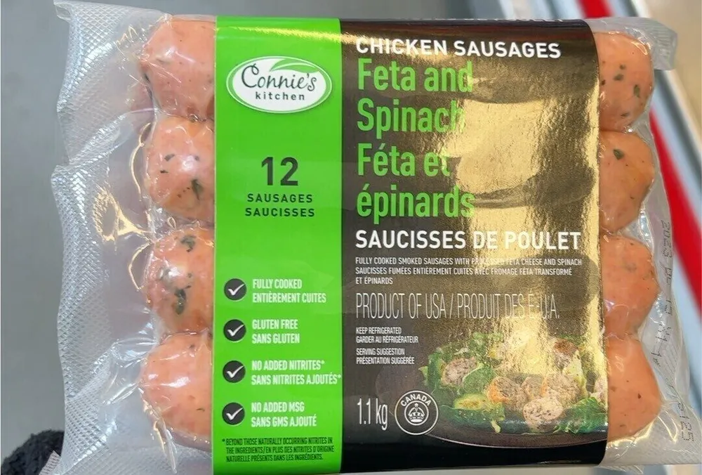 Feta and spinach chicken sausages