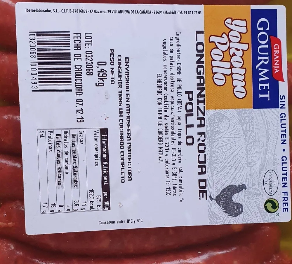 Longaniza roja de pollo