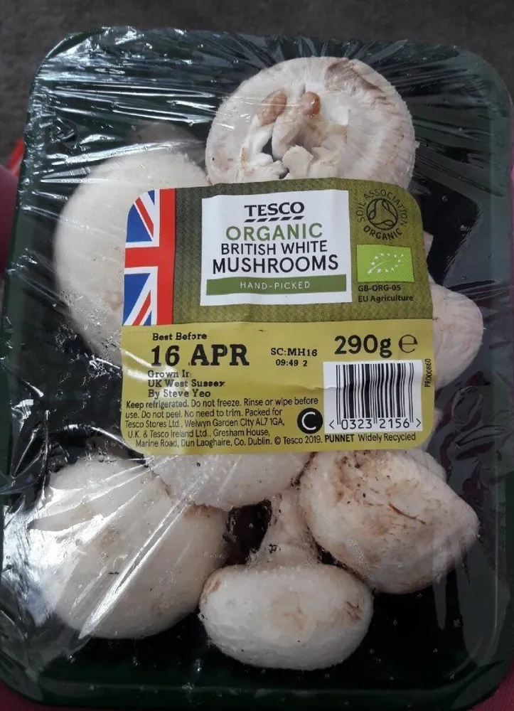 ORGANIC BRITISH WHITE MUSHROOMS