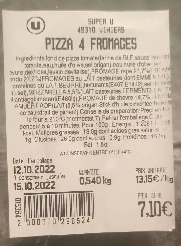 Pizza 4 fromages