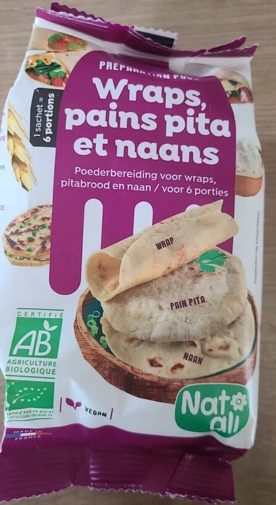 Préparation pour wraps, pains pitance et naans
