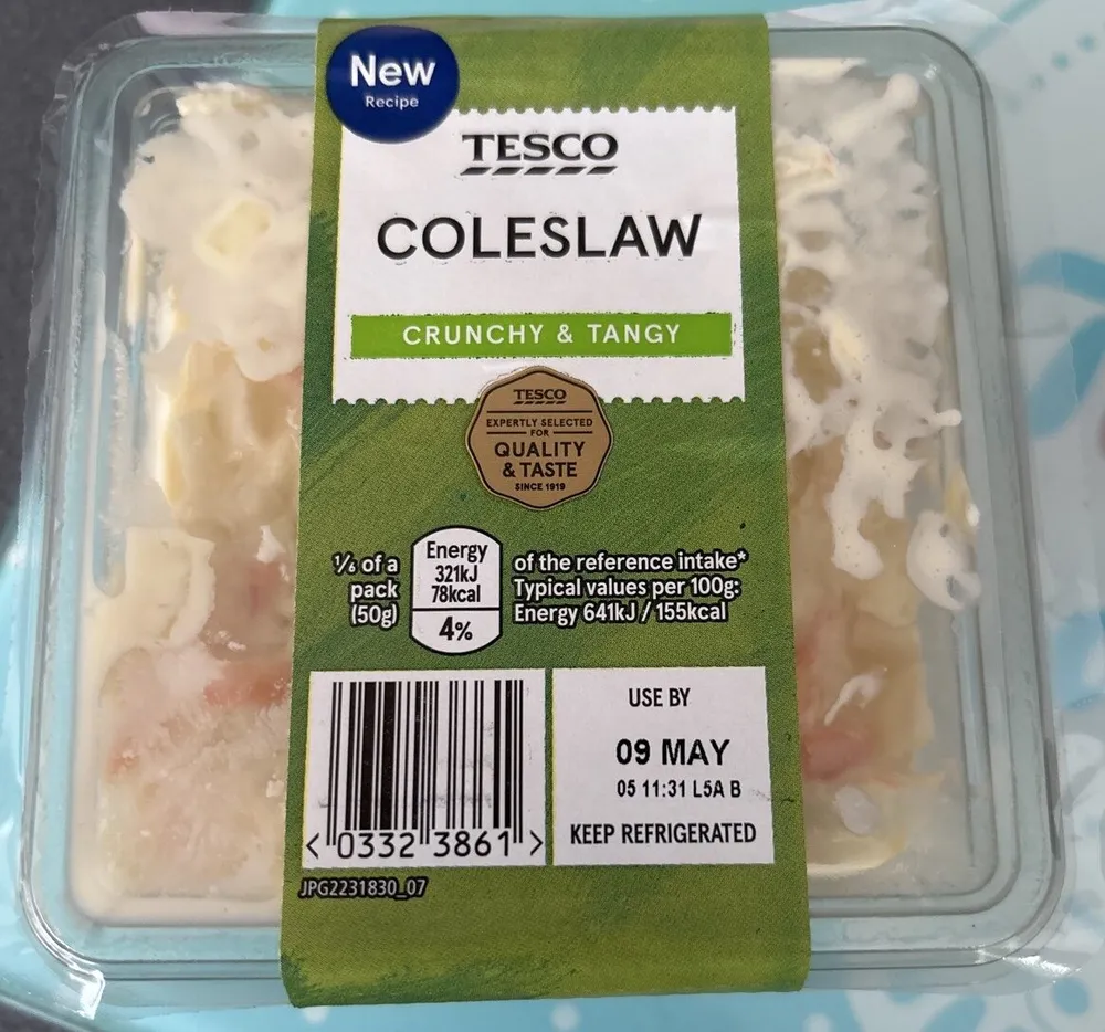 TESCO COLESLAW CRUNCHY & TANGY TESCO EXPERTLY ELEC