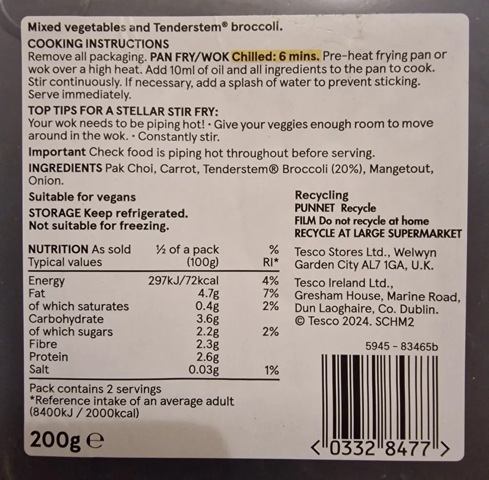 Tesco Tenderstem Broccoli and Mangetout stir fry