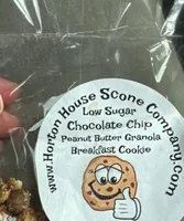 Low sugar, chocolate chip peanut butter, butter, granola, breakfast cookie