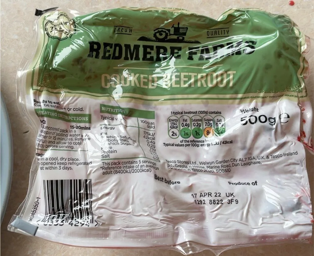 Vacumed  packed beetroot