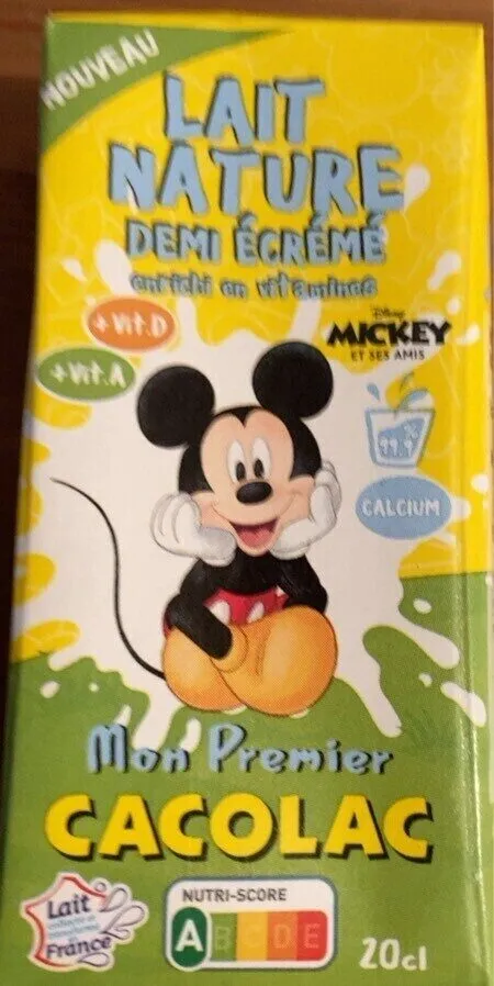 Lait nature demi écrémé
