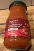 Sauce tomate cuisinée à la viande bovine cuite et aux légumes