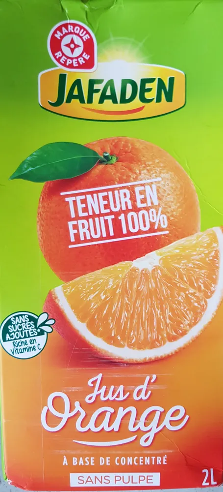 Jus d'Orange à base de concentré sans pulpe