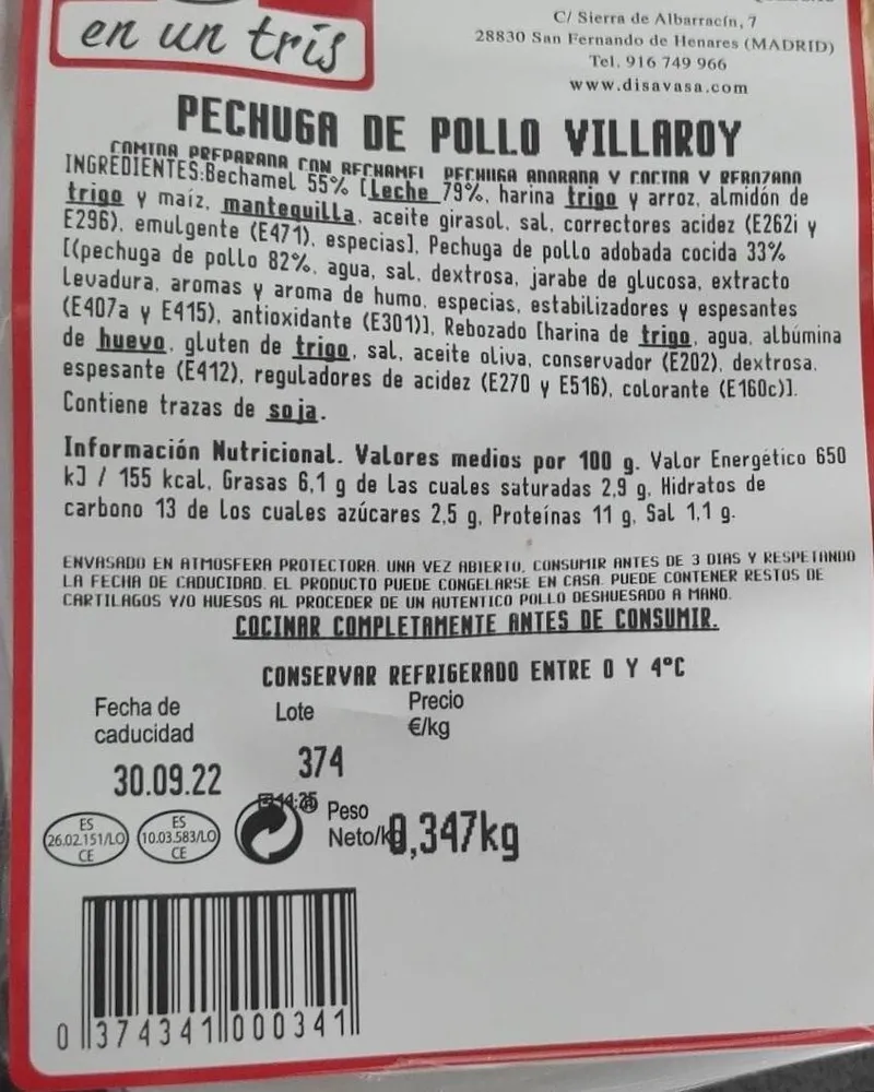Pechuga de pollo villaroy