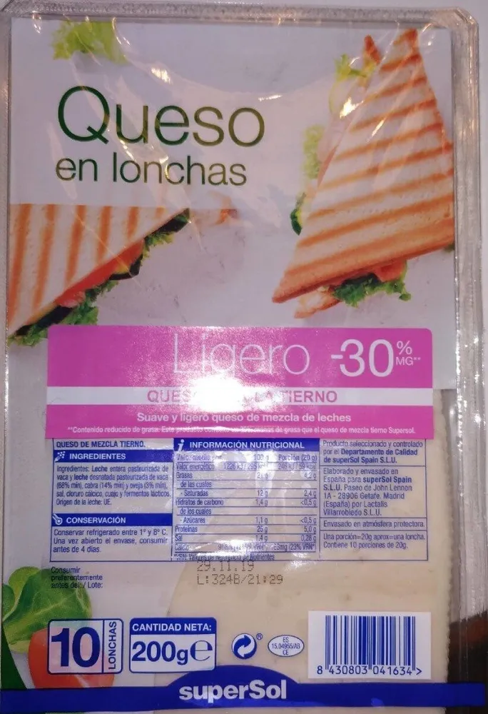 Queso mezcla tierno en lonchas ligero -30%