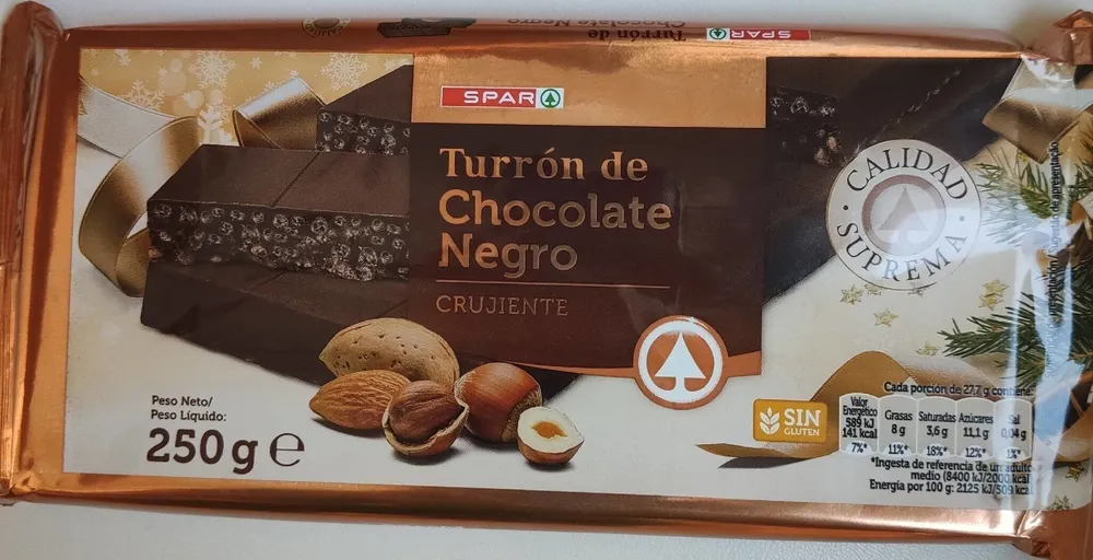 Turrón de chocolate negro crujiente