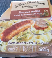 Saucisse grillée ecrasé de pommes de tetre