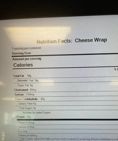 Cheese spinach wrap
