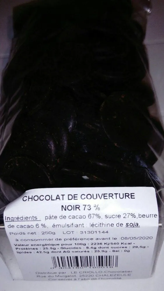 Chocolat de couverture 73 %