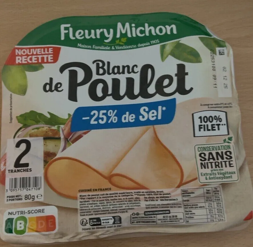 Blanc de Poulet (-25% de sel) - 2 tranches