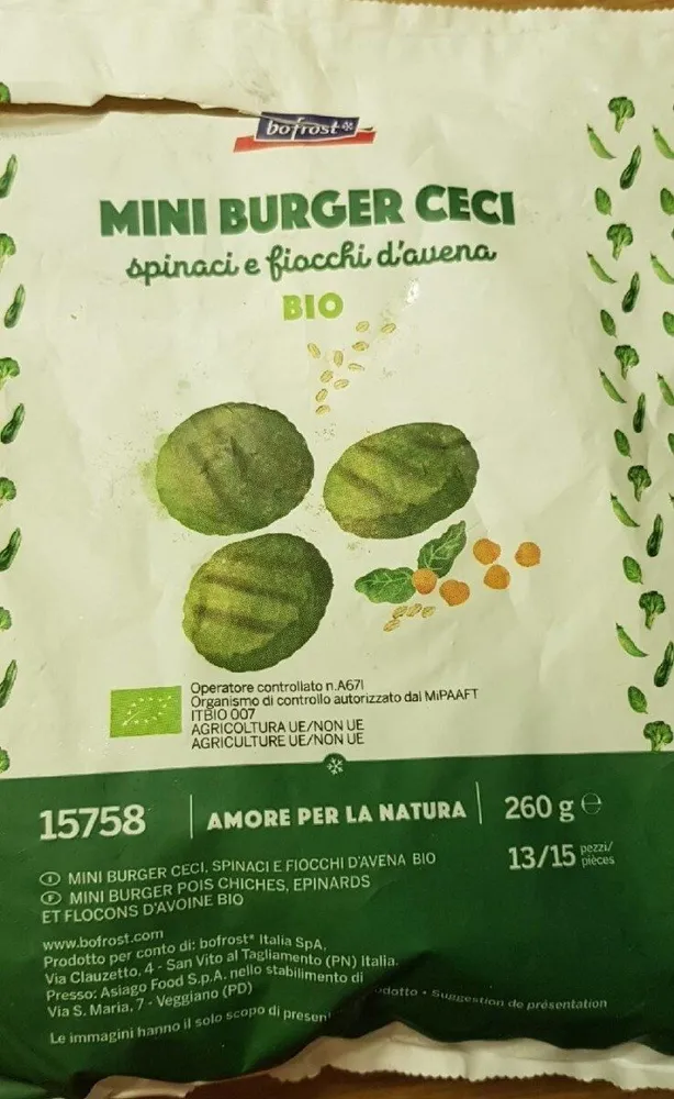 Mini burger pois chiches, épinards et flocons d'avoine bio