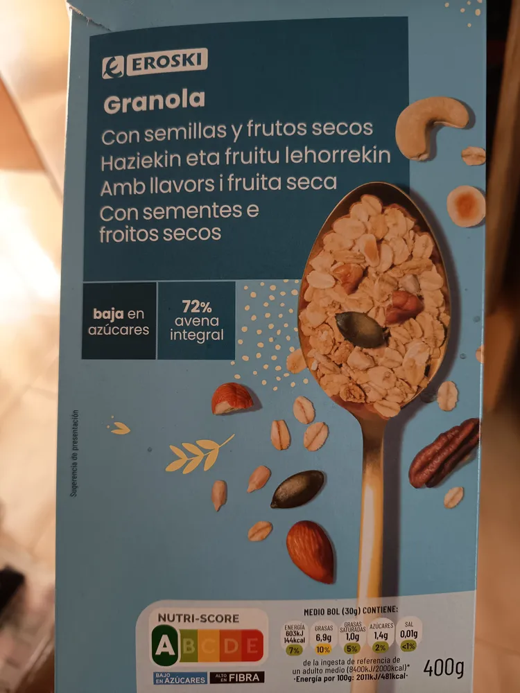 Granola con semillas y frutos secos