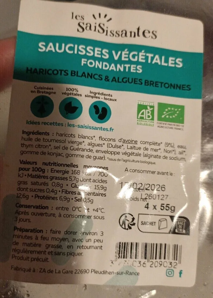 Saucisses végétales fondantes