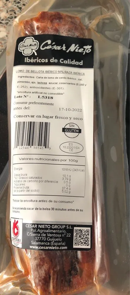 Lomo de bellota iberico 50% raza iberica