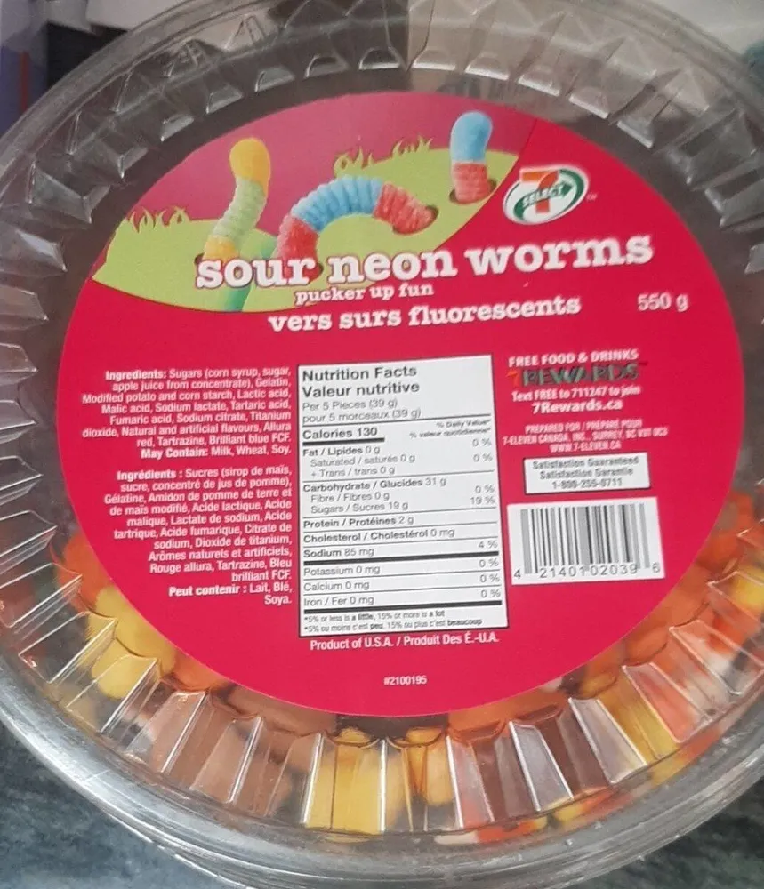 Sour neon worms