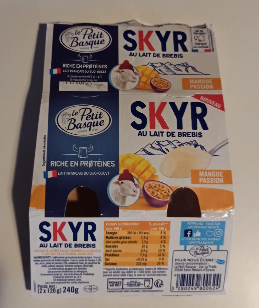 SKYR au Lait de Brebis Mangue Passion
