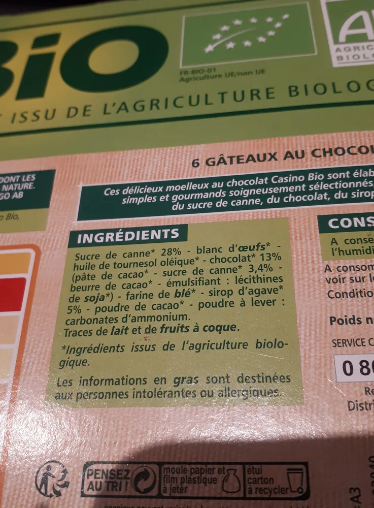 moelleux au chocolat bio
