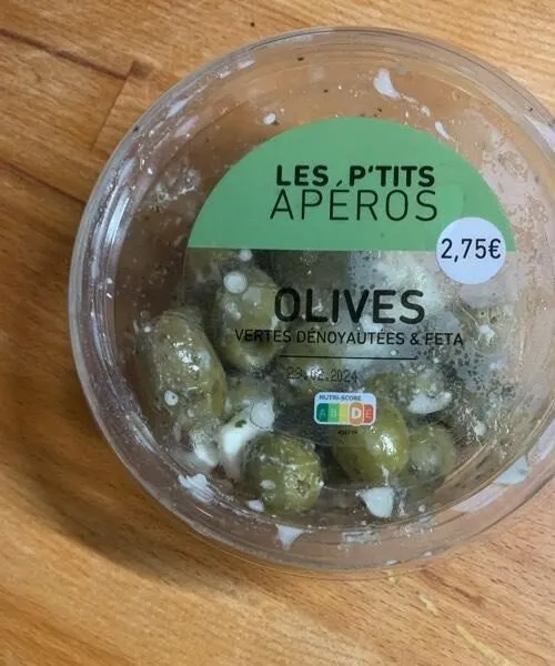 Olives vertes dénoyauté et fêta