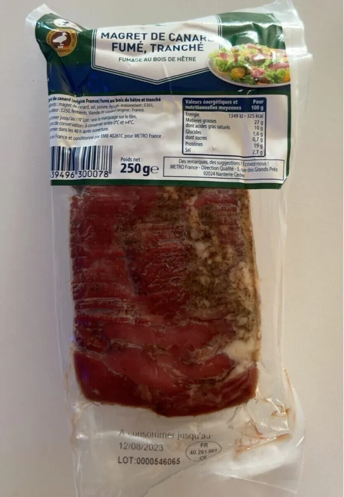Mgret de canard fumé tranché