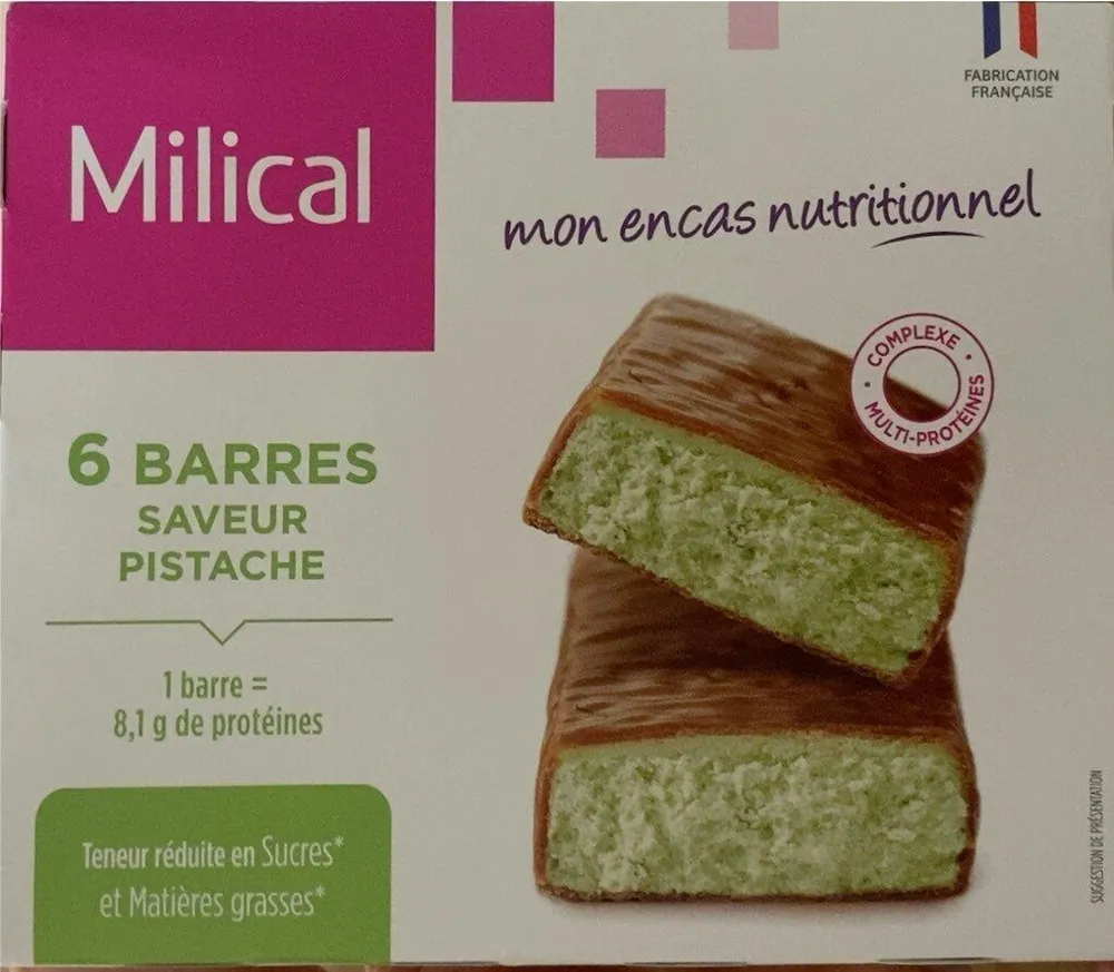 6 barres saveur pistache